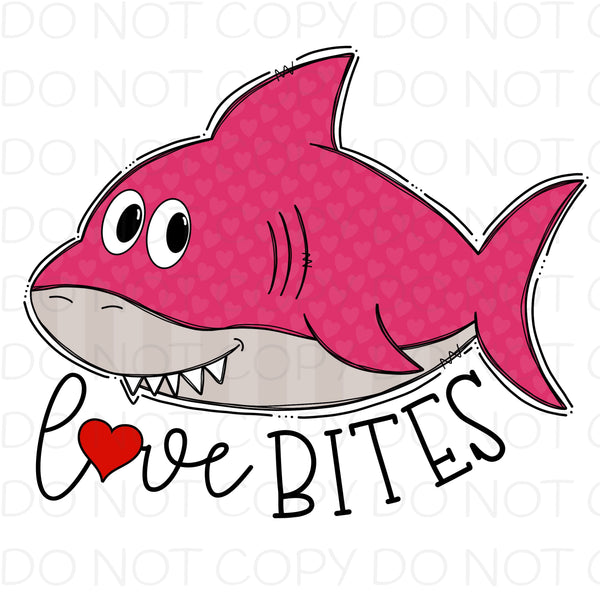 Love Bites Pink Shark - HTV Transfer