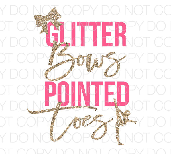 Glitter Bows Pointed Toes - Dye Sub Heat Transfer Sheet