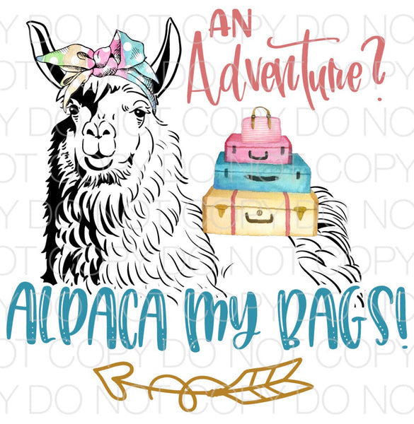 An Adventure Alpaca My Bags Transfer Sheet