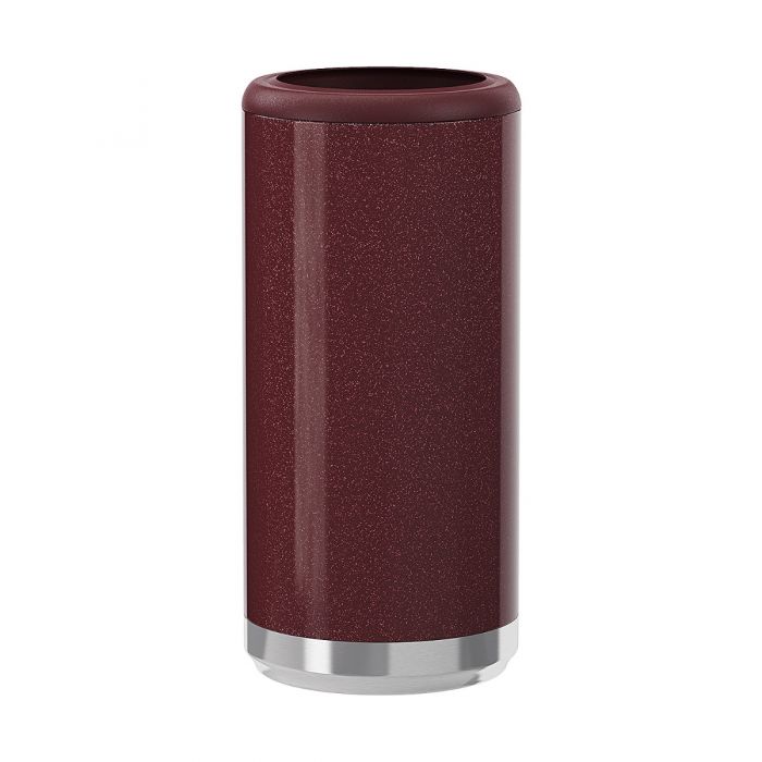 Maars Skinny Can Cooler Red Sparkle Stainless Steel 12oz