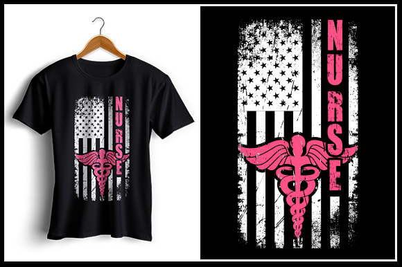 SP005-Nurse Flag Screenprint Transfer-Youth 8"