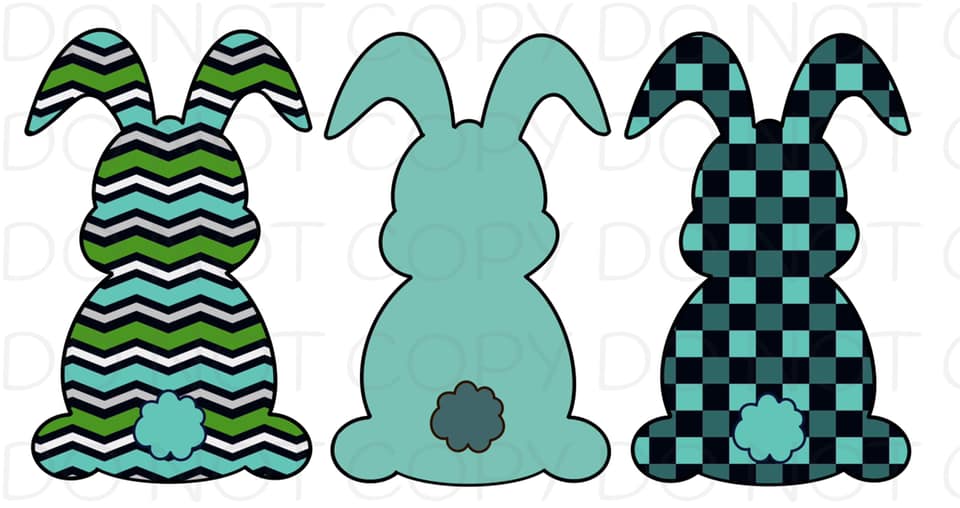 Bunny Trio Teal Checkered - HTV Transfer – Pretty Lil Things PLT Wholesale